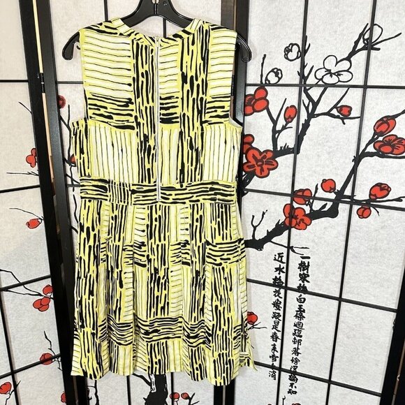 Diane Von Furstenberg Pleated Hayley Silk Printed Dress Green Black White Size 6 - Picture 3 of 6